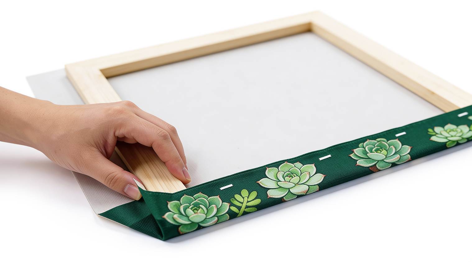 Bespannung der Leinwand um den Keilrahmen